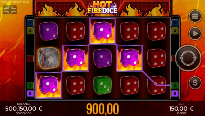 Hot Fire Dice - temel oyun ve genişleyen Fire Blaze sembolü